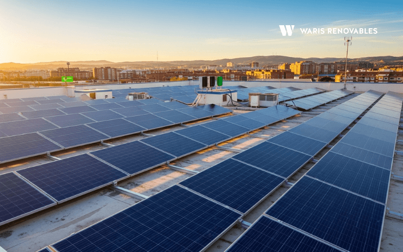 Instalacion solar fotovoltaica comercial con paneles optimizados usando datos PVGIS