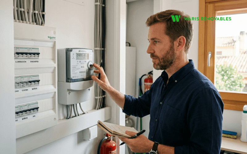 contador digital de autoconsumo solar en una vivienda